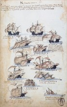 The fleet of Pedro Álvares Cabral in 1500. From Livro das Armadas, ca 1568.