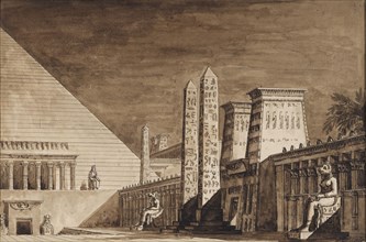Stage design for the opera Semiramide by Gioachino Rossini, 1823.