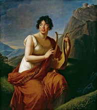 Portrait of the author Baronne Anne Louise Germaine de Staël (1766-1817) as Corinne on Cape Misenum,