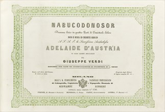 Cover of the score of the opera Nabucco by Giuseppe Verdi, 1842.