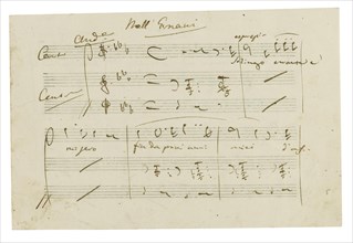 The autograph manuscript: Opera Ernani, final aria Solingo, errante e misero, Early 1840s.