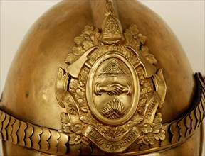 Firefighter's helmet with emblem of the Russian Imperial Firefighters Society, End of 19th-Early 20t