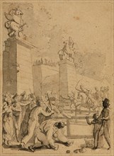 Street scene during the revolution, c. 1800.