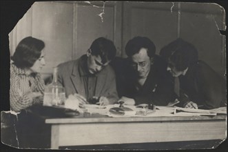 Varlam Shalamov and Arkady Shumsky at the editorial office Za udarnichestvo, 1932.