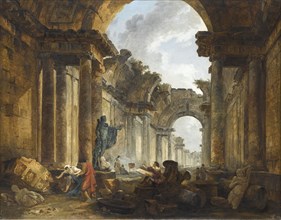 Imaginary View of the Grand Gallery of the Louvre in Ruins, 1796.