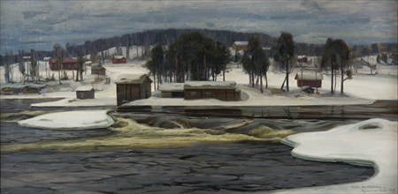 Winter day at the river Kymijoki, 1919.