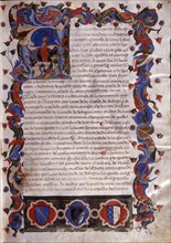 Illustration from Statuti della Società dei Drappieri, 1407.