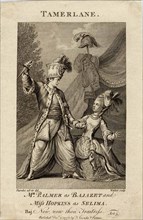 Mr Palmer as Bajazet and Miss Hopkins as Selima in Tamerlane by Nicholas Rowe. (Now, now, thou trai