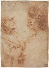 An old man and a youth facing one another, c. 1500.