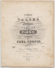 Cover page of the first German edition of the Trois Valses Brillantes, Breitkopf & Härtel, 1838.