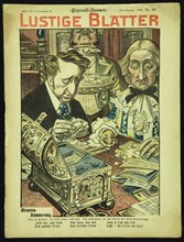 Twilight of the Coins. Caricature from Lustigen Blätter. Berlín. No 34, 1902, dedicated to the Bayre