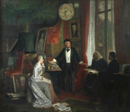 Cosima Wagner, Richard Wagner, Franz Liszt and Hans von Wolzogen in the Wahnfried, Bayreuth, 1881.