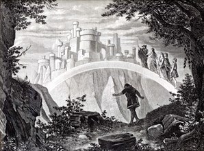 Das Rheingold by Richard Wagner. Entrance of the Gods into Valhalla. Illustration to the premiere, 1