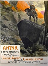 Premiere Poster for the opera Antar by Gabriel Dupont at the Théâtre national de l'Opéra, March 19