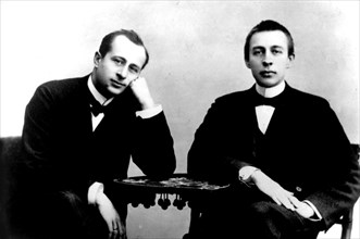 Sergei Rachmaninov (1873-1943) and pianist and conductor Alexander Siloti (1863-1945), 1902.