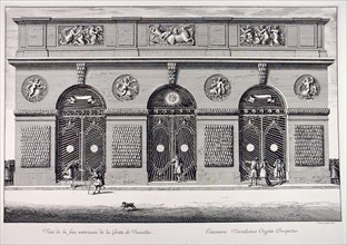 View of the exterior façade of the Thetys Grotto of Versailles, 1672.