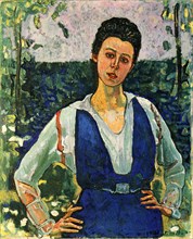 Portrait of Gertrud Müller in the garden, 1916.