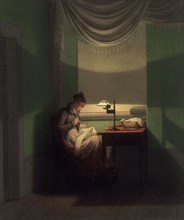 Young Woman Sewing by the Light of a Lamp, 1823.