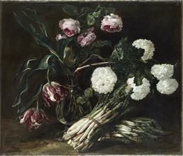Vase of Flowers and two Bunch of Asparagus, c. 1650.