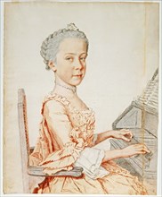 Archduchess Maria Josepha of Austria (1751-1767), at a Harpsichord, 1762.