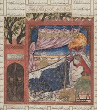 Ardashir in bed with the slave girl Gulnar. From the Shahnama (Book of Kings), 1335-1340.
