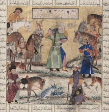 Bahman meets Zal. From the Shahnama (Book of Kings), 1335-1340.