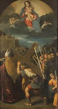 Emperor Heraclius returns the True Cross to Jerusalem.