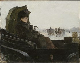 Lady in a landau carriage, Paris, 1882-1883.
