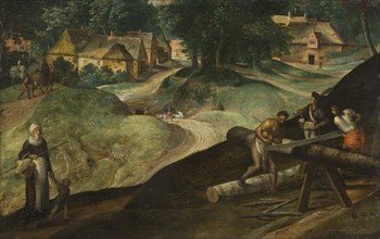 Landscape with Men Sawing Timber, 1570s.