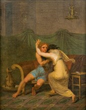 Catullus and Lesbia, who in his arms seek solace for the death of her sparrow, 1809.