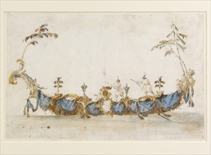 Design for a Bissona, with two gondoliers in Chinese dress, ca 1766-1770.