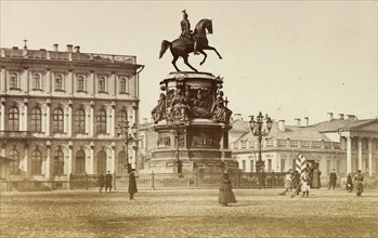 View of the Monument to Emperor Nicholas I on Saint Isaac's Square, 1874.