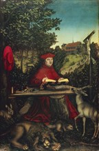 Cardinal Albrecht of Brandenburg (1490-1545) as Saint Jerome, 1527.