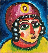 Girl's Head with Red Turban and Yellow Clasp (Barbarian Princess), c. 1912.