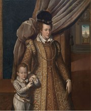 Portrait of Joanna of Austria (1547-1578), Grand Duchess of Tuscany, and her son Philip de' Medici,