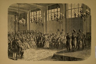 Concert of Adolphe Sax (1814-1894) in presence of the Emir Abd-el-Kader, 1865.