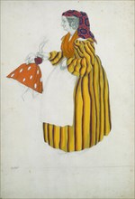 Costume design for the ballet The Magic Toy Shop by G. Rossini, 1919.