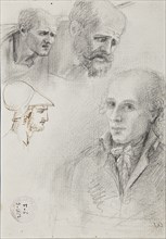 Self-portrait with heads sketches, ca 1792-1798.
