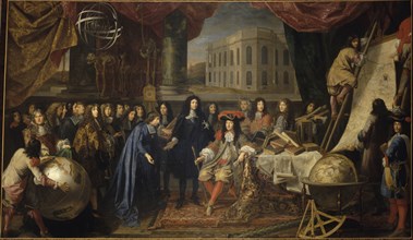 Colbert Presenting the Members of the Royal Academy of Sciences to Louis XIV in 1667, c. 1680.