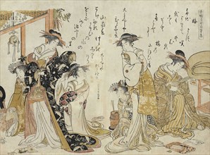 Courtesans. From the album New Beauties of the Yoshiwara in the Mirror of their Own Script , 1784.