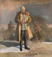 General Mannerheim watching the Battle of Tampere, 1920.