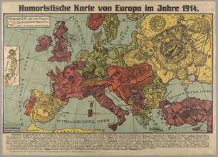 Humorous Europe Map in 1914, 1914.