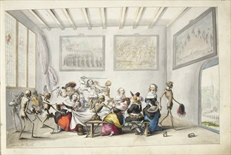 Merry company surprised by death, 1660.