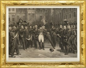 Napoleon's farewell to the Imperial Guard in the courtyard of the Palace of Fontainebleau on 20 Apri
