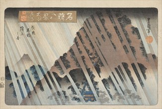 Night Rain at Oyama. From the series Eight Views of Famous Places , c.1833.