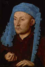 Portrait of a man with a blue chaperon (Man with Ring), ca 1429.