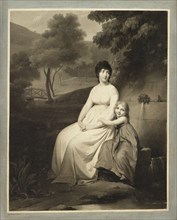 Portrait of Thérésa Tallien and her daughter in a park, 1810s.