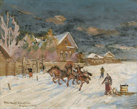Russian village in winter, 1915.