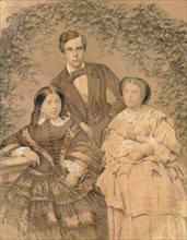 Sergei Mikhailovich Tretyakov with his wife Elizaveta Tretyakova and her sister Anna Alexeeva, 1850s