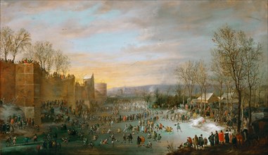 Skating in the town-moat of Brussels, 1649.